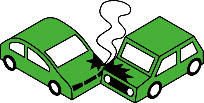 車同士の正面衝突のイメージ